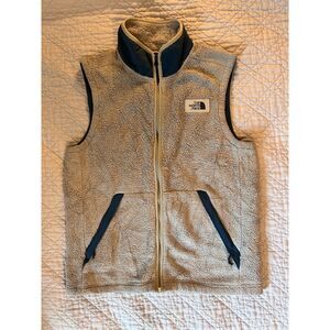 The North Face Men's Campshire Sherpa Fleece Vest Gray Blue Trim Medium